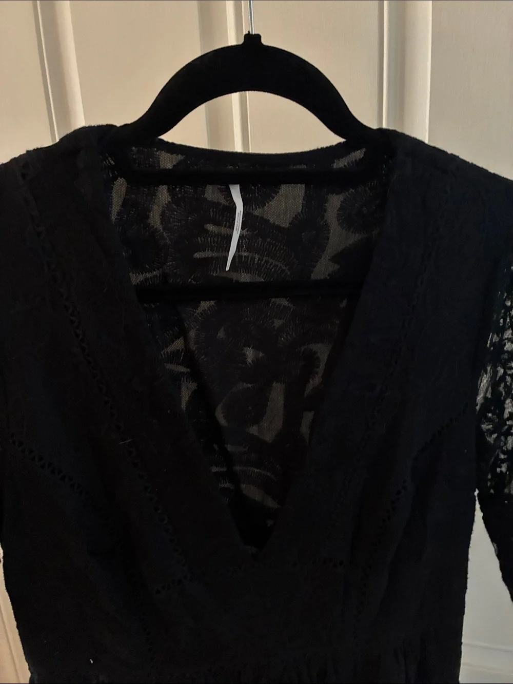 Free People Black Lace V-Neck Cocktail Dress